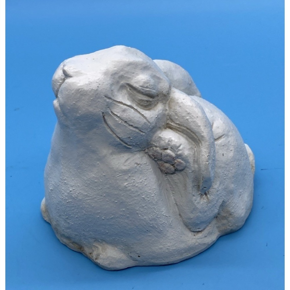 2012 signed Telle Stein White Bunny, Eyes Closed 5x4 - The‎ Stone Bunny